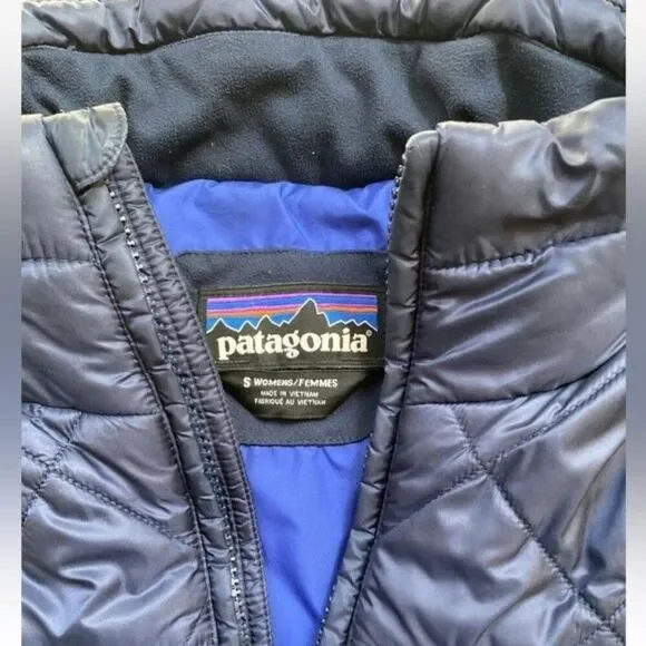 Patagonia Women lined Nano puffer Parka coat quilted Jacket sz Small Navy